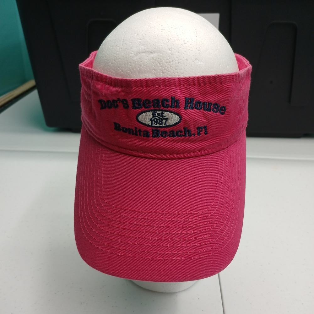 Doc's Beach House Visor OSFA Pink Bonita Beach Florida Souvenir Barbiecore